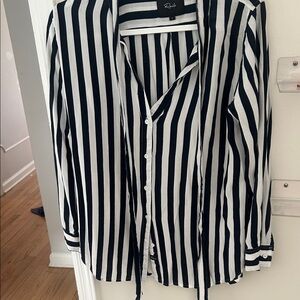 Rails Navy and White Striped Button-Down